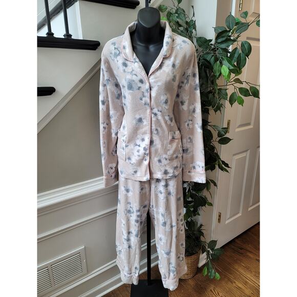 Simply Vera Vera Wang Pajama Set Women Large Pink Gray Floral Lounge Sleepwear - Picture 1 of 16